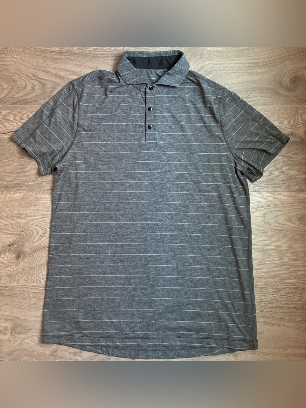Lululemon Evolution Golf Polo Shirt Dark Grey Striped Men XL Performance